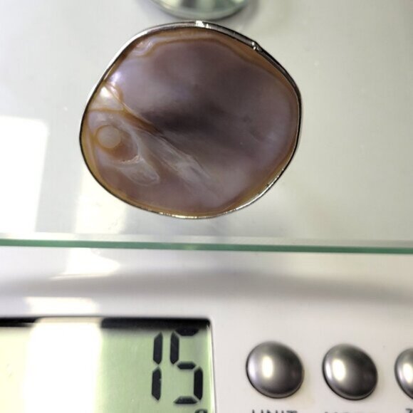 Natural Baroque Mother Of Pearl Ring ADJUSTABLE Band - Picture 6 of 6